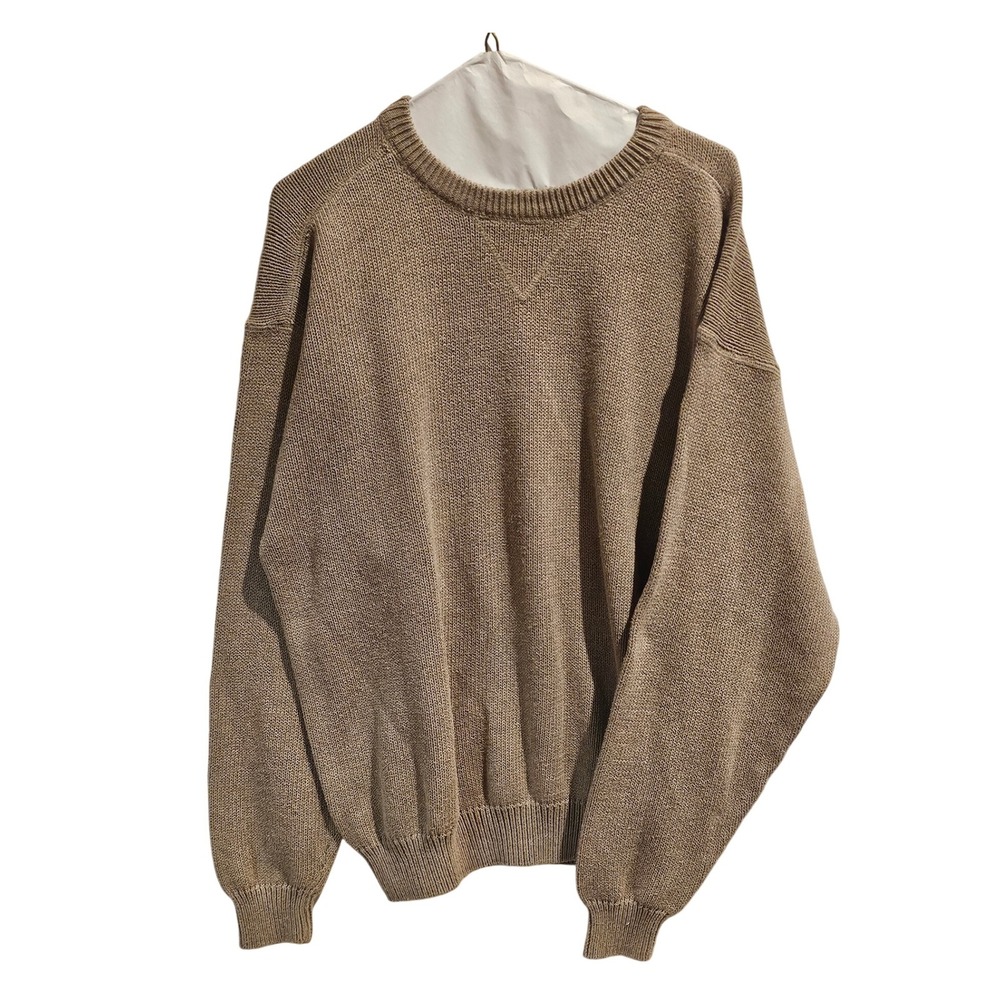Croft & Barrow Mens Tan Knit Crew Neck Sweater XL 100 Percent Cotton